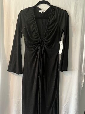 Veronica M Black Sparkle Ruched Maxi Dress